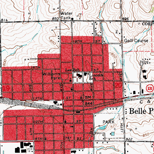 Topographic Map of Central Elementary School, IA