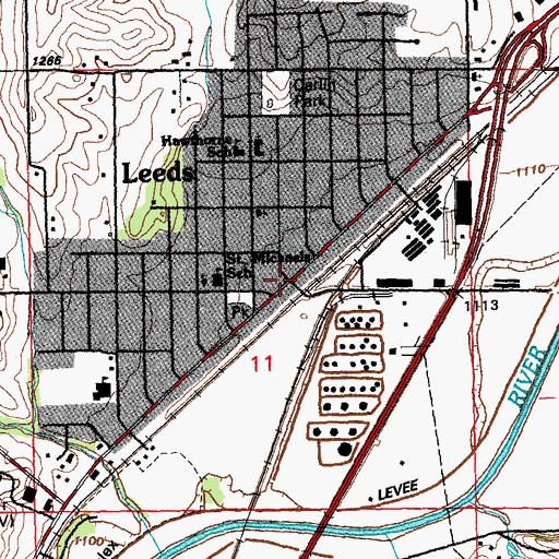 Topographic Map of Leeds, IA