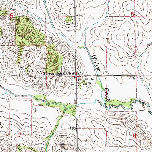 Topographic Map of Lenox Cemetery, IA