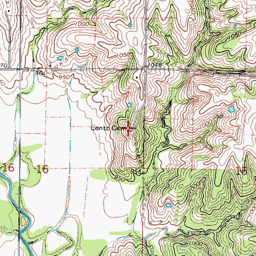 Topographic Map of Lentz Cemetery, IA