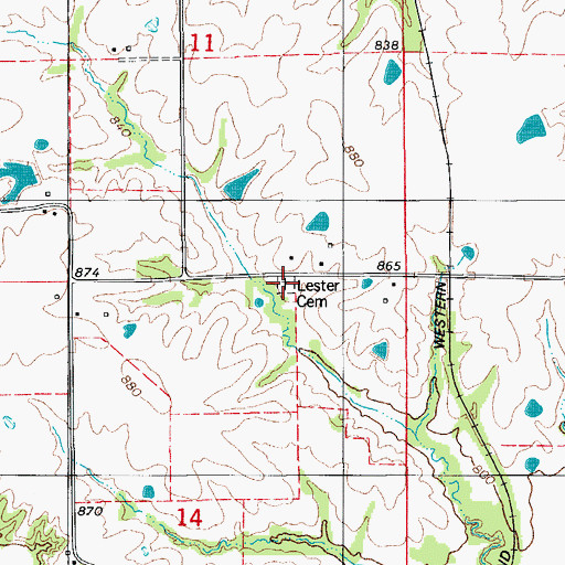 Topographic Map of Lester Cemetery, IA