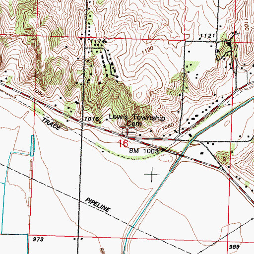 Topographic Map of Lewis Cemetery, IA