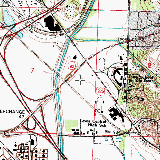 Topographic Map of Lewis Central High School, IA