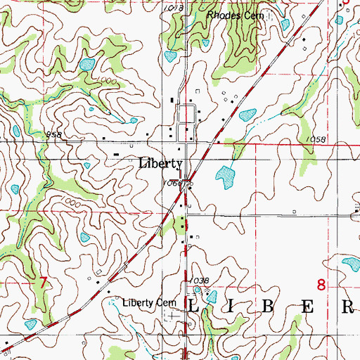 Topographic Map of Liberty, IA