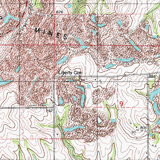 Topographic Map of Liberty Cemetery, IA