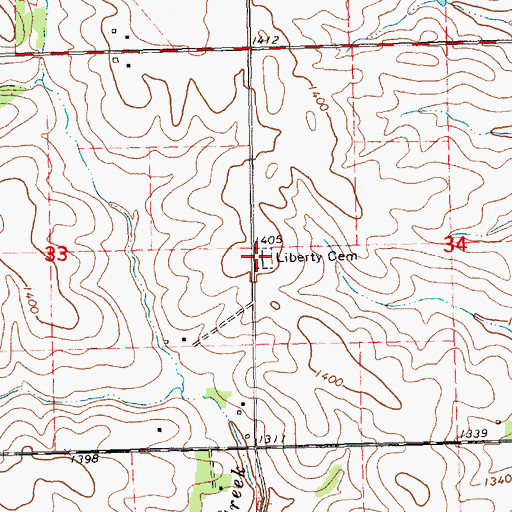 Topographic Map of Liberty Cemetery, IA