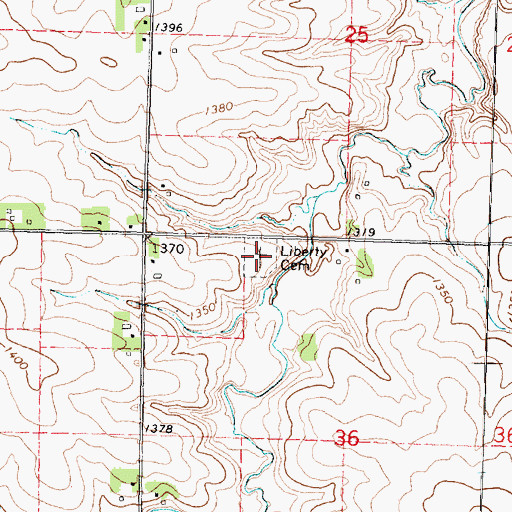 Topographic Map of Liberty Cemetery, IA