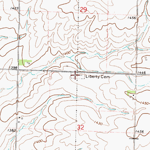 Topographic Map of Liberty Cemetery, IA