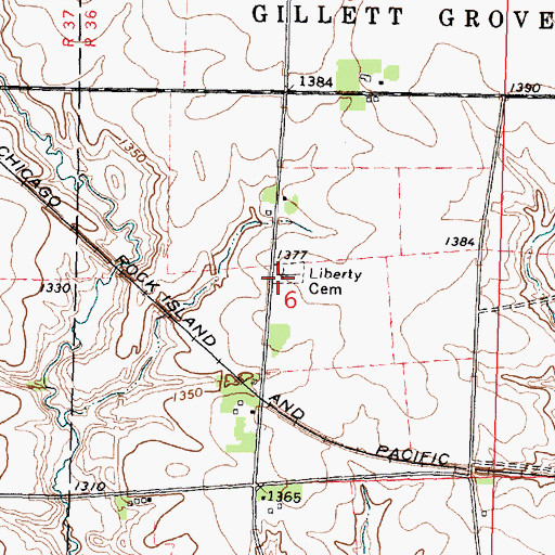 Topographic Map of Liberty Cemetery, IA