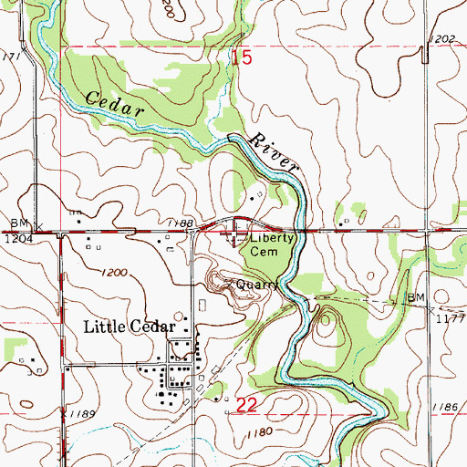 Topographic Map of Liberty Cemetery, IA