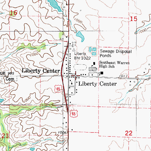 Topographic Map of Liberty Center, IA