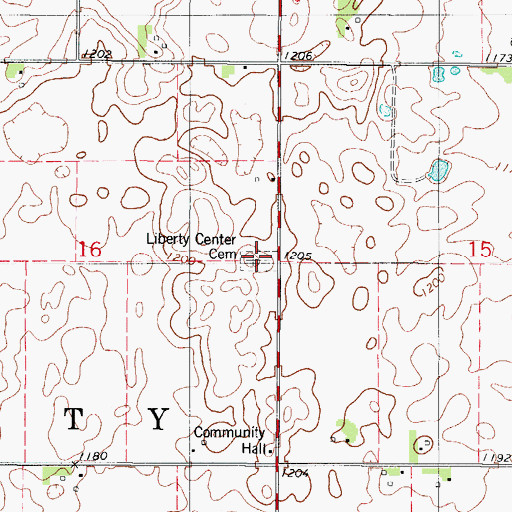 Topographic Map of Liberty Center Cemetery, IA