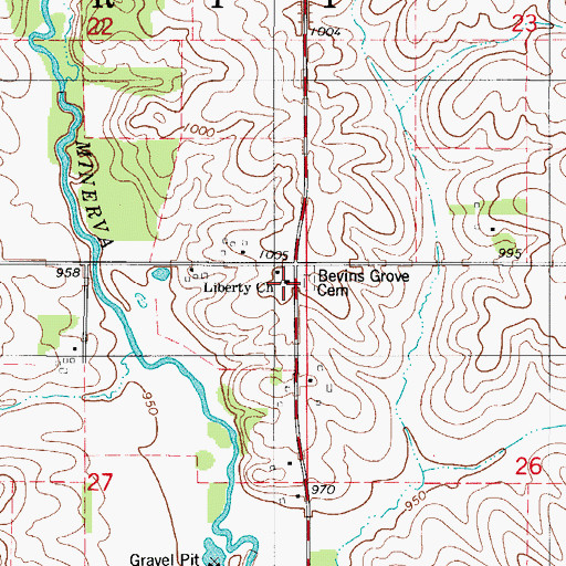 Topographic Map of Liberty Church, IA