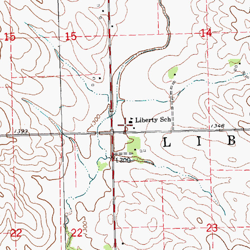 Topographic Map of Liberty School, IA