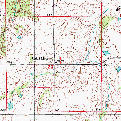 Topographic Map of Union Liberty Church, IA