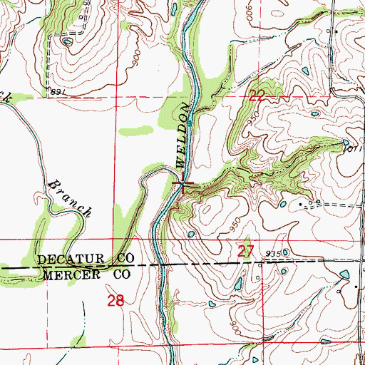 Topographic Map of Lick Branch, IA