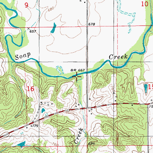 Topographic Map of Lick Creek, IA