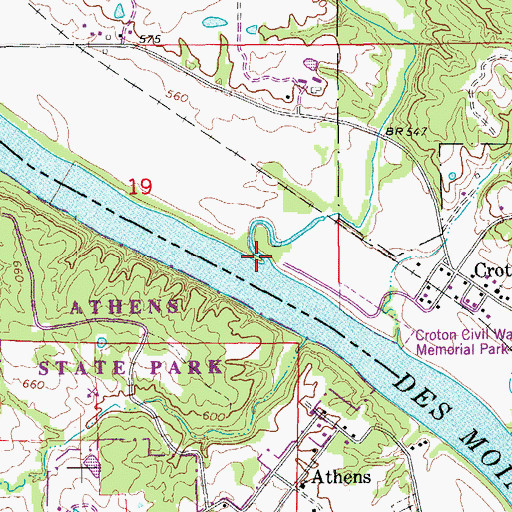 Topographic Map of Lick Creek, IA