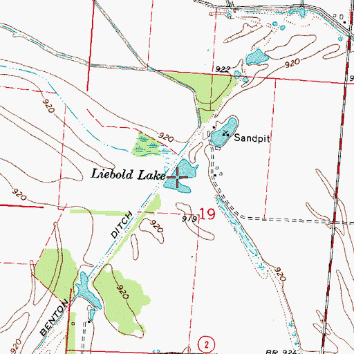 Topographic Map of Liebold Lake, IA