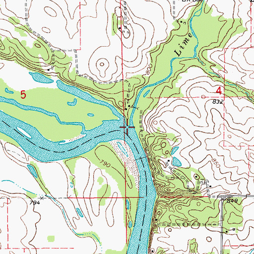 Topographic Map of Lime Creek, IA