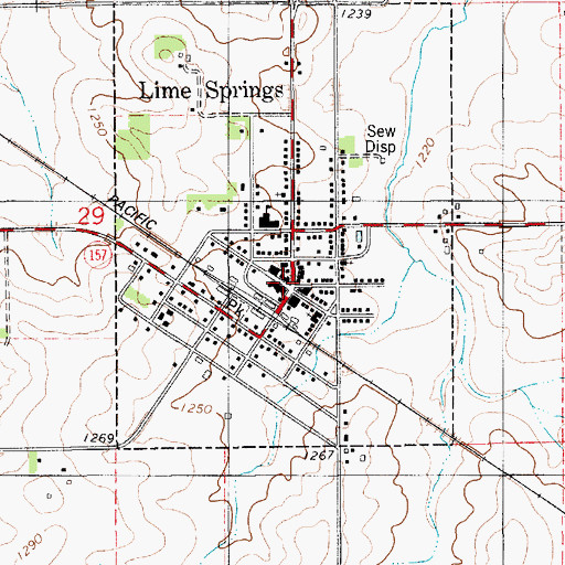 Topographic Map of Lime Springs, IA