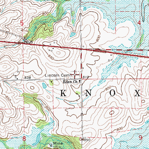 Topographic Map of Lincoln Cemetery, IA