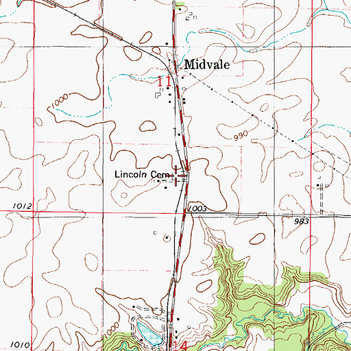 Topographic Map of Lincoln Cemetery, IA