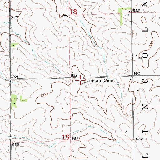 Topographic Map of Lincoln Cemetery, IA