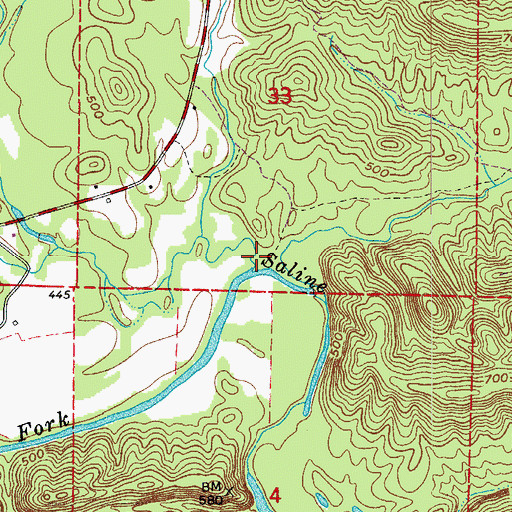 Topographic Map of Allens Creek, AR