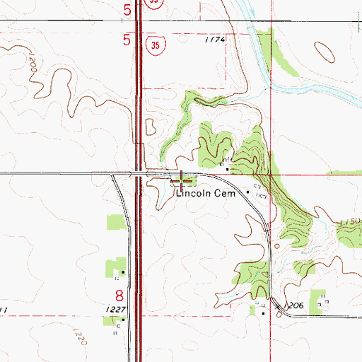 Topographic Map of Lincoln Cemetery, IA