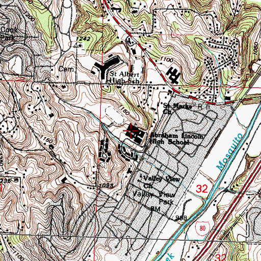 Topographic Map of Abraham Lincoln High School, IA