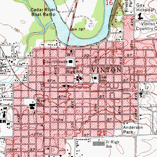 Topographic Map of Lincoln Elementary School, IA