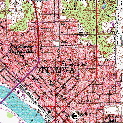 Topographic Map of Lincoln School, IA