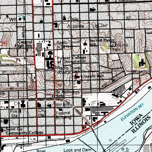 Topographic Map of Lincoln Academy of Integrated Arts, IA