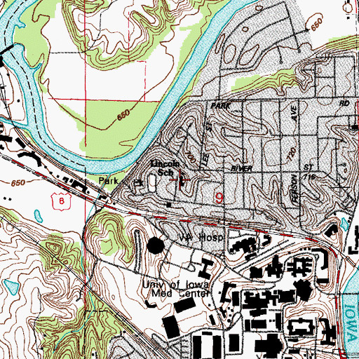 Topographic Map of Lincoln Elementary School, IA