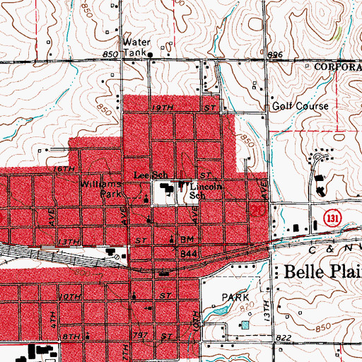 Topographic Map of Lincoln School, IA