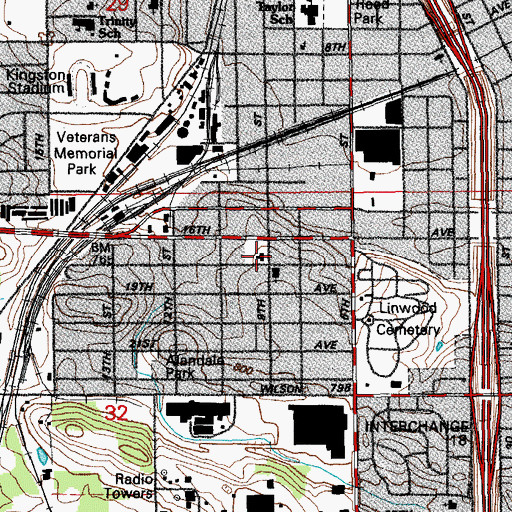 Topographic Map of Lincoln School, IA