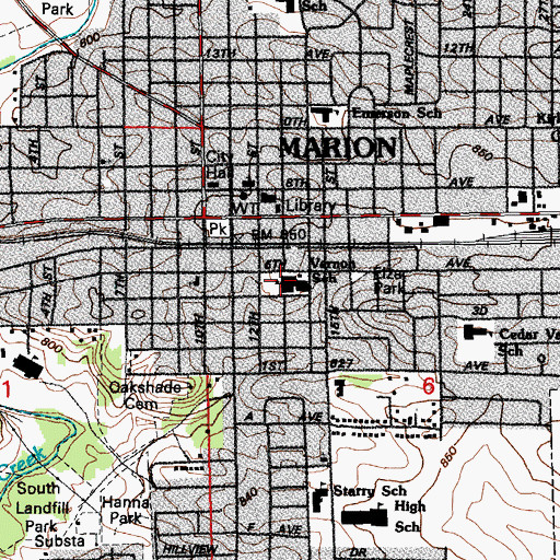 Topographic Map of Lincoln School, IA