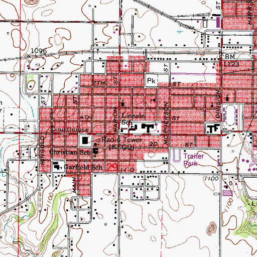 Topographic Map of Lincoln Elementary School, IA