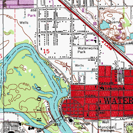 Topographic Map of Lincoln Elementary School, IA