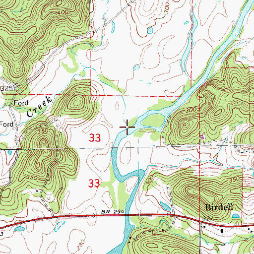 Topographic Map of Allred Creek, AR