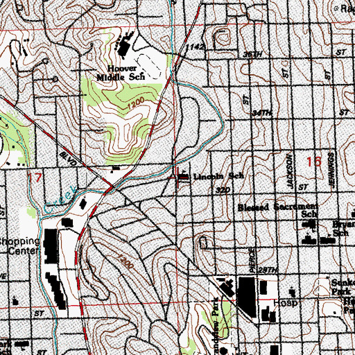 Topographic Map of Lincoln Elementary School, IA