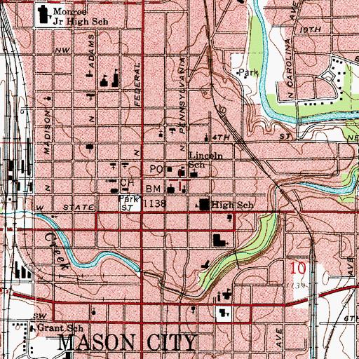 Topographic Map of Lincoln School, IA