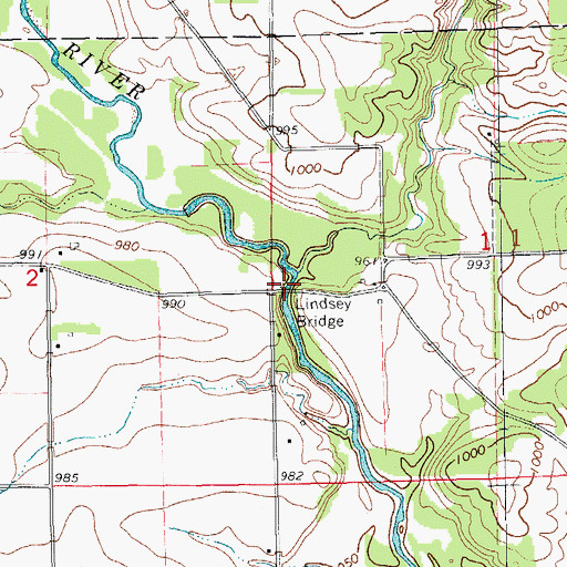 Topographic Map of Lindsey Bridge, IA