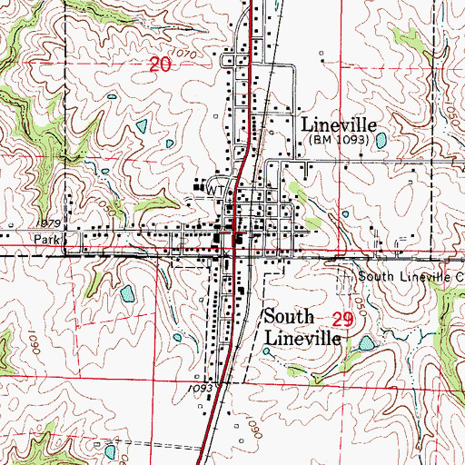 Topographic Map of Lineville, IA