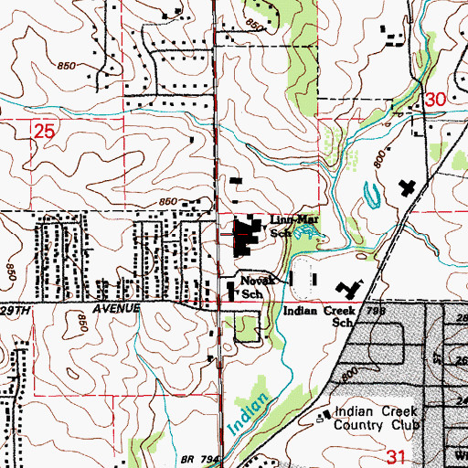 Topographic Map of Linn - Mar High School, IA