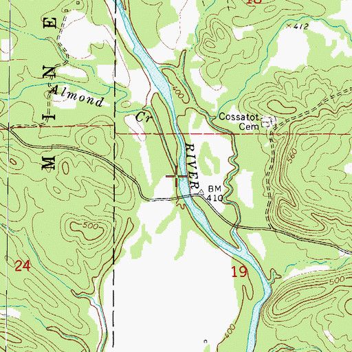Topographic Map of Almond Creek, AR