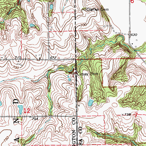 Topographic Map of Litsey Cemetery, IA