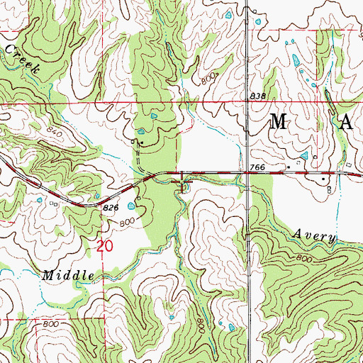 Topographic Map of Little Avery Creek, IA