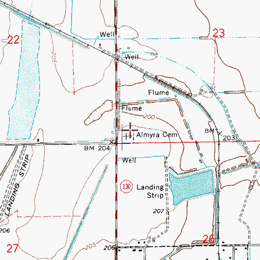 Topographic Map of Almyra Cemetery, AR